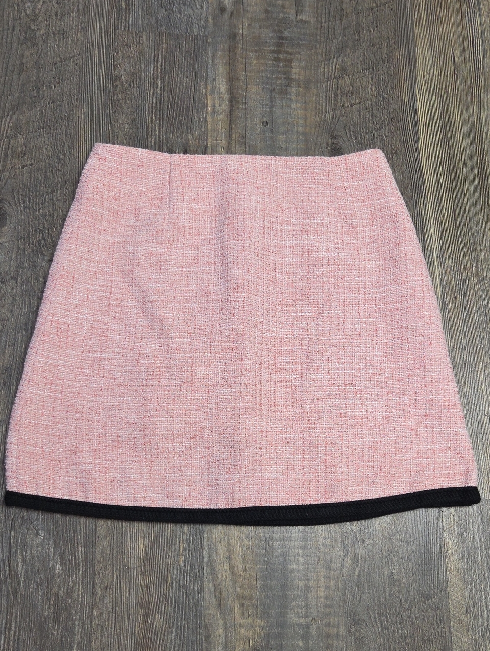 Pink Tweed Mini Skirt with Black Hem